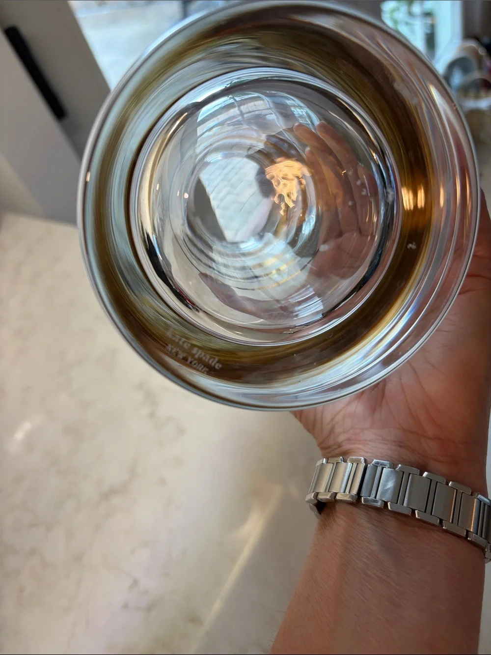 Kate Spade Hampton Street Gold Striped Glass Cylinder Vase